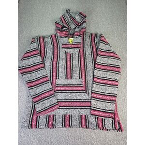 IGUANA Jack Black Pink Vintage Baja Hipster Hoodie Pullover Sweatshirt Size L